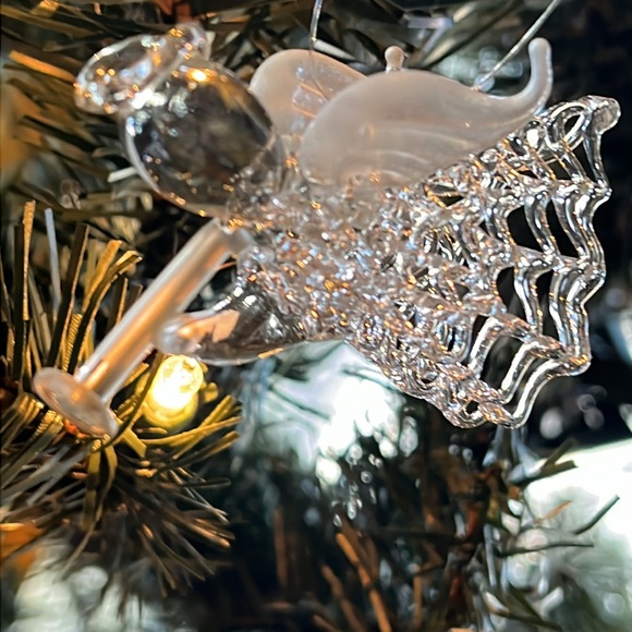 Vintage Angel Ornament Glass Angelic Spun Glass Christmas Tree Ornament - Picture 2 of 9